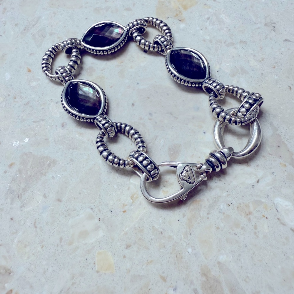Lagos Sterling Mother Of Pearl Link Bracelets Size 7 1/2 gently used